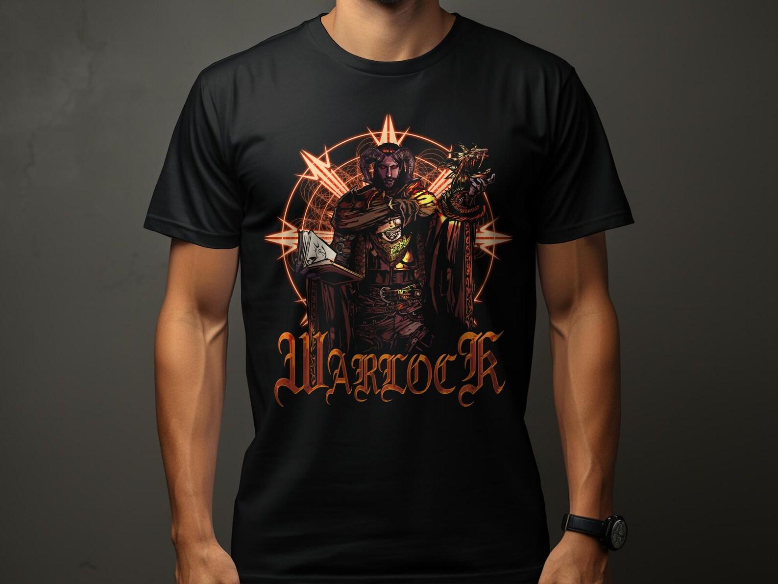 Tielfling Warlock T-Shirt, RPG Gamer Shirt, Tabletop Gaming Tee, Roleplaying Apparel, Dungeons RPG Gift, Fantasy Warlock Design 4XL