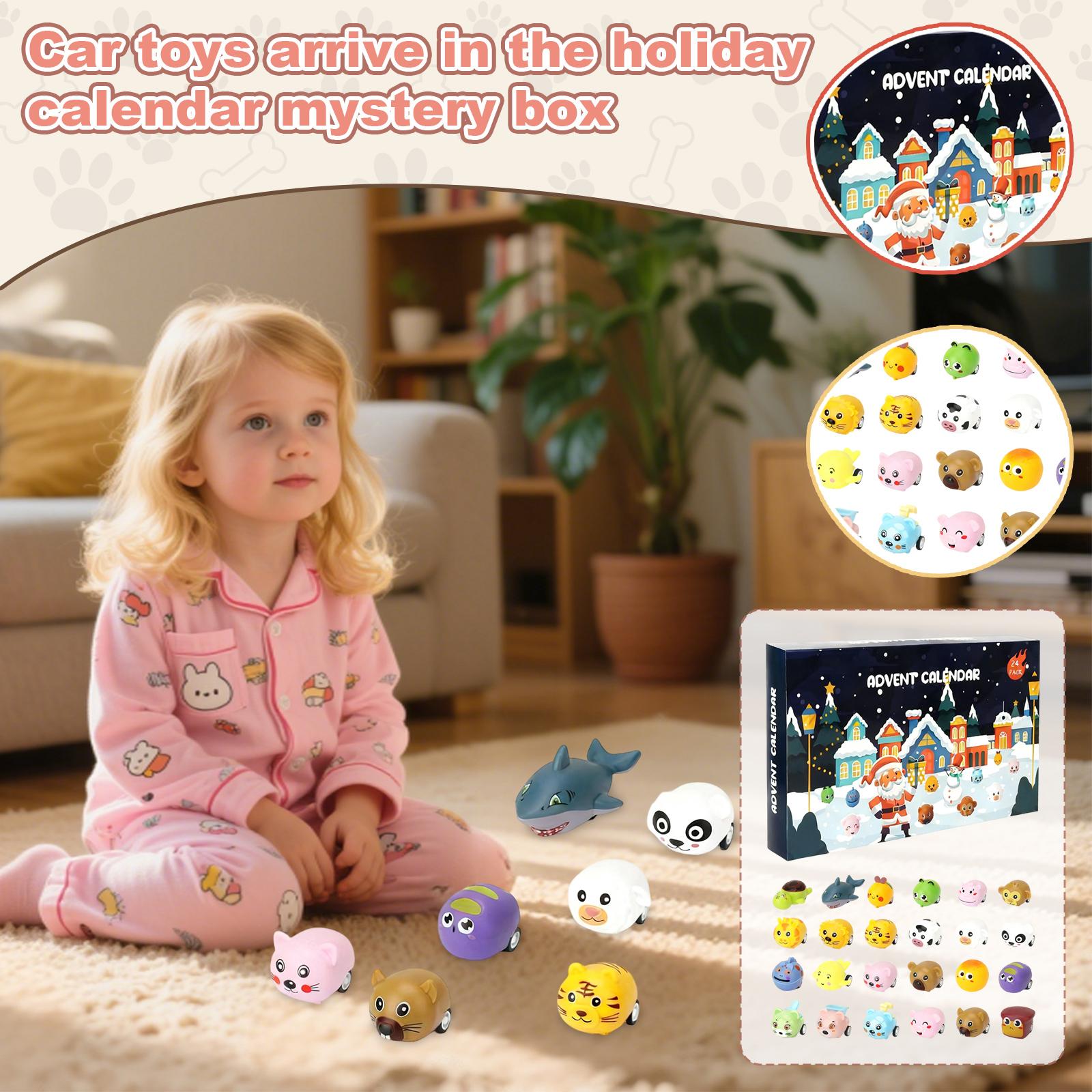 

24-денний 3D Різдвяний зворотний відлік Дитяча іграшка-машинка, що від їжджає, Адвент-календар One Size