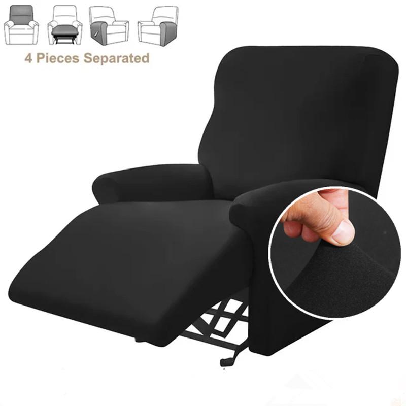 4Pcs/Set Solid Color Stretch Recliner Sofa Cover For Living Room Elastic Non Slip Armchair Covers All-Inclusive Couch Slipcovers