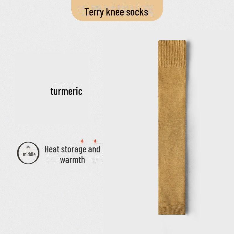 Women's Velvet Thick Knee Pads Long Leggings - Warm Terry High Tube Leggings