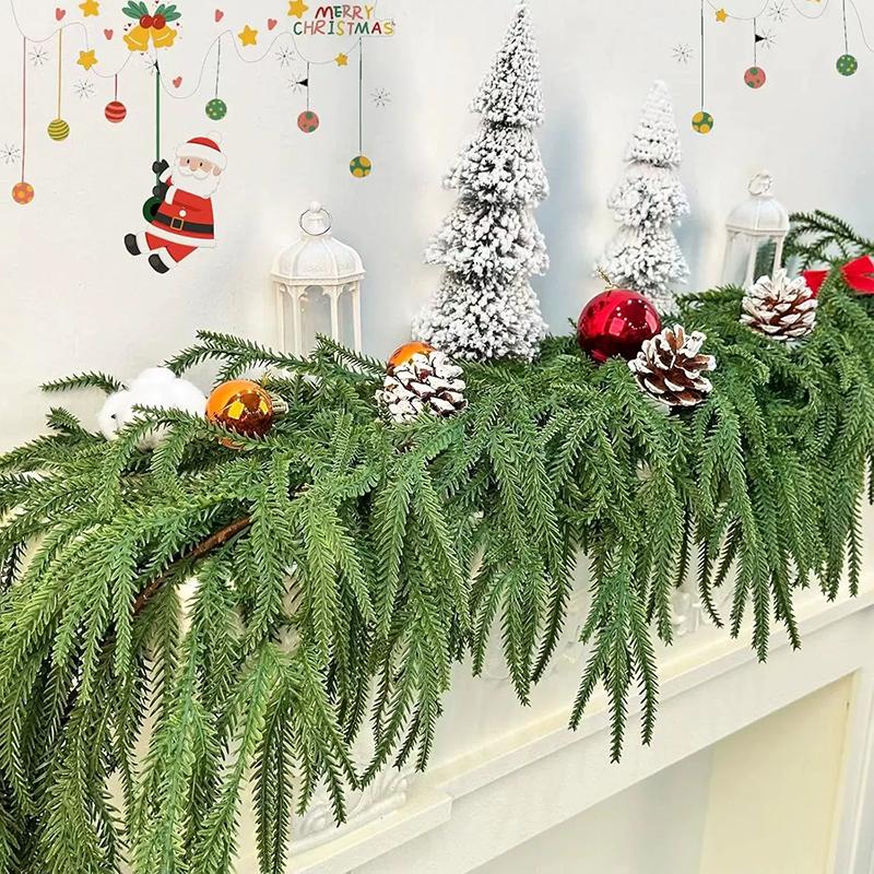 WTEMPO Christmas Wreath Fake Pine Tree Flower Vine for Fence Fireplace Decorations Christmas Indoor Outdoor Decorations Christmas Tree Decorations