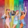 6Pcs Rainbow Photo Backdrop Hanging Streamers  For Festival Event And Celebration Foils Fringes Tinsel Curtains