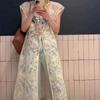 Summer Sleeveless Sexy Women Dresses Y2k Aesthetic Embroidery Flower Dress Fairy Harajuku Lace Split Grunge Vestidos