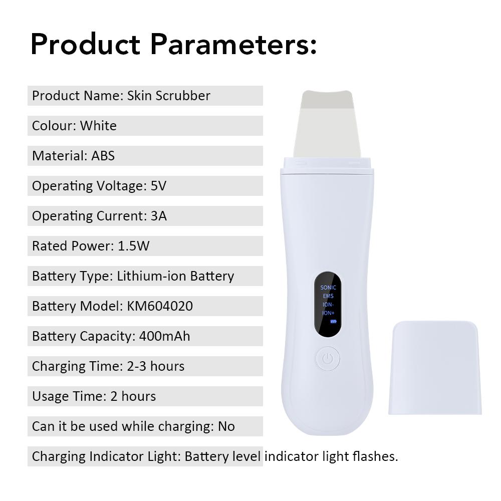 Ultrasonic Skin Scrubber Cordless Blackhead Remover Spatula Peeling Machine Exfoliating Pores Facial Cleaner Skin Care Device