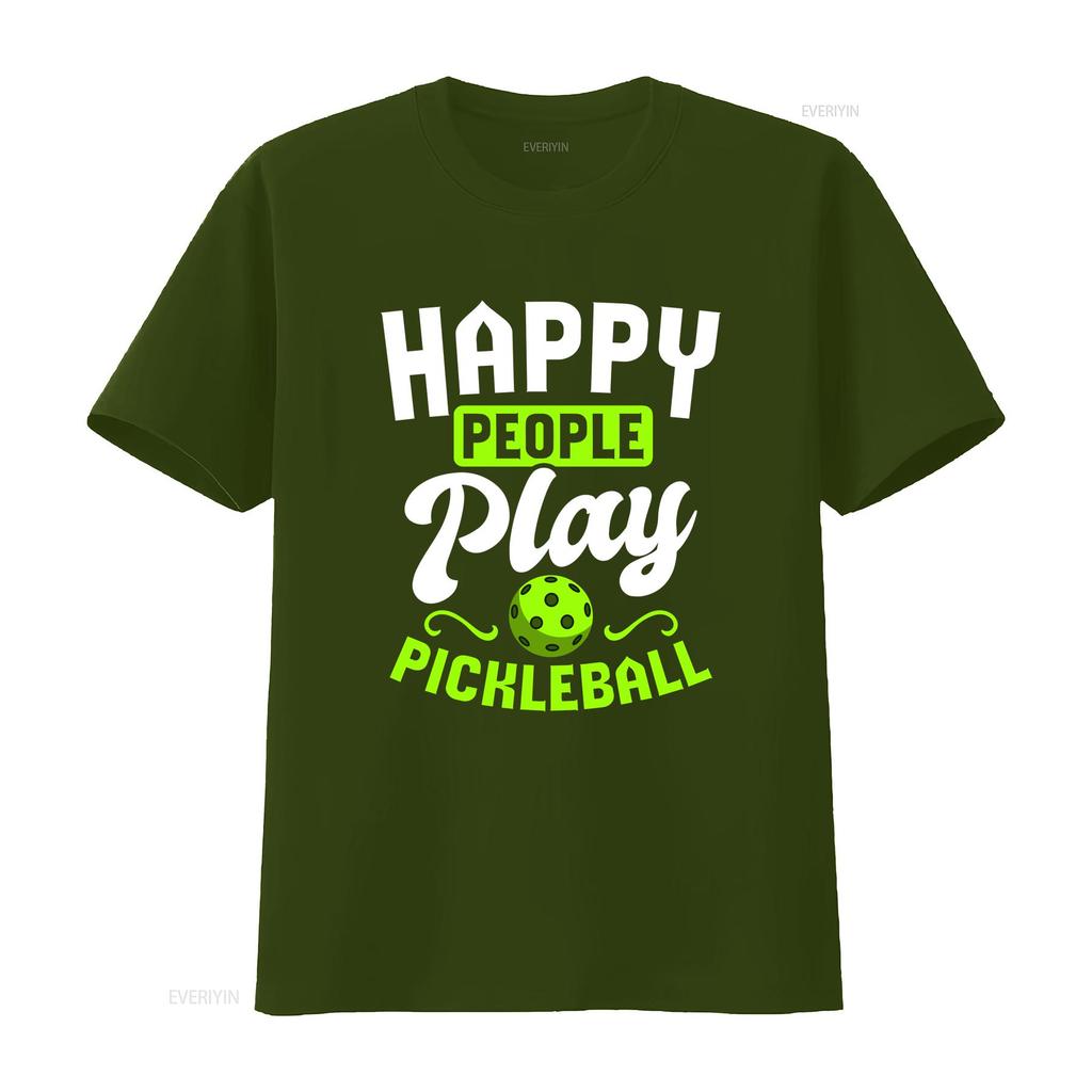 Happy People Play Pickleball T Shirt Paddle Funny Player Paddleball Sport Lover Vintage Top For Everyday Wear Homme