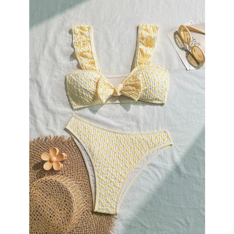 Sexy Striped Bikini Set Women Halter Pleate Push Up Swimsuit Two-pieces Brazilian Beach Bathing Suit Holiday Swimwear Women