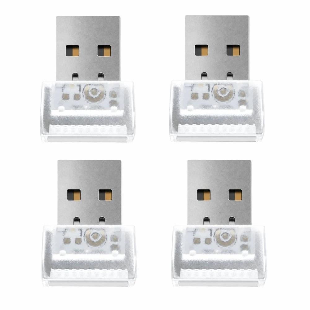 4 PCS Portable USB Ambient Light Plug-in USB Interface Atmosphere Lamp Vehicle Use