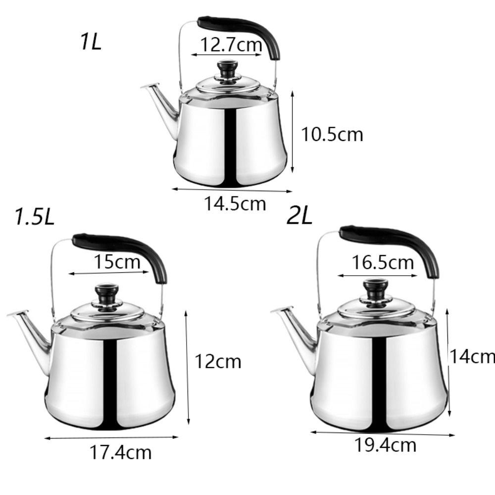 1/1.5/2L Whistle Tea Kettle with Filter Stainless Steel Boiling Water Kettle Rust-proof Ergonomic Handlegrip Teapot Gas Stoves