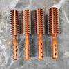 Hair Drying Styling Curly Barber Dye Rubber Wood Comb Boar Bristle Round Brush With Natural Wooden Handle