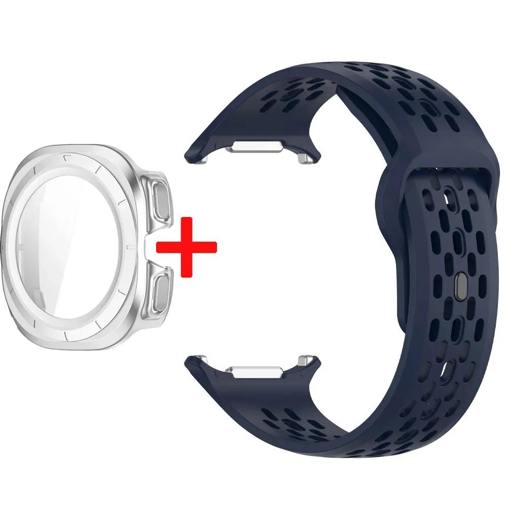 Silicone Strap+Case For Samsung Galaxy Watch Ultra 47 Sport Watchband Bracelet for Galaxy Watch Ultra Tempered Glass Cover Band