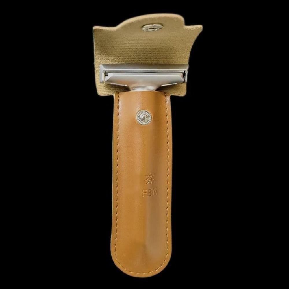 Leather Manual Shaving Case Protective Cover Shaver Bag Classic Razor Case Shaver Holder Razor Storage Bag Travel Shaver Case