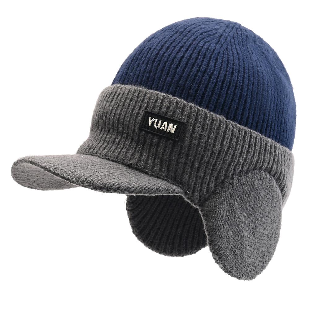 Men's Winter Baseball Cap with Ear Flaps, Dad Hat Thermal Ear Protection Knit Baseball Cap for Men Outdoor Sports Walk Running