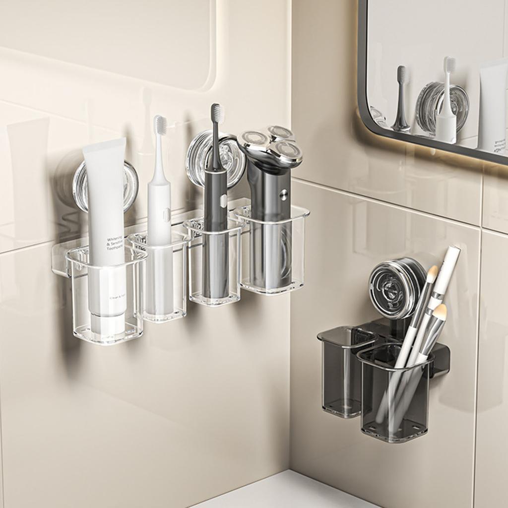 Small Suction Cup Toothbrush Holder No Drilling Wall Mount Bathroom Organizers Stand Rack for Kitchen and Bedroom