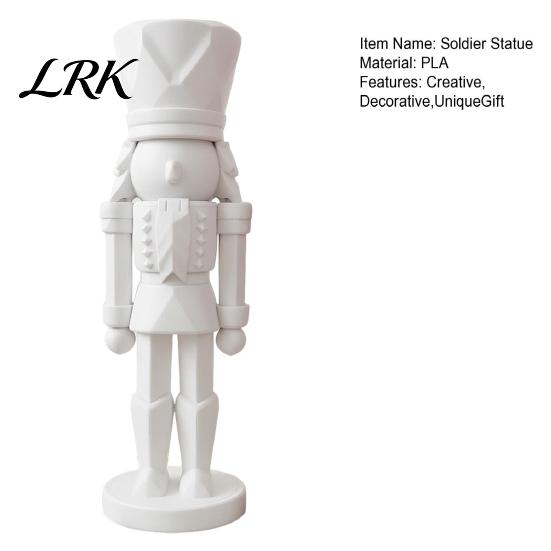 PLA Plastic Craft Decoration 3D Printed Nutcracker Soldier Statue, Geometric Minimalist Figurine for Desk Nordic Style Home Accents Shelf, DIY