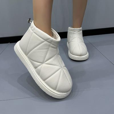 Fashion Women's Boots 2024 Round Toe Platform with Flat Bottom for Warmth and Thick Snow Ankle Boots Versatile for Casual Wear Outside