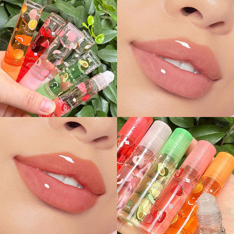 6 Plumping Clear Lip Oil Mirror Water Lip Gloss Lip Glaze Transparent Liquid Lipstick Moisturizing Fruit Lips Care Make Up