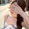 Floral Pattern Copper Bangle With Gold Plating And Zircon Stones For Fashionable Women