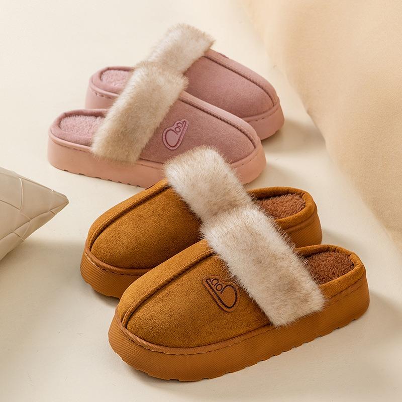 Winter plush cotton slippers women's winter plush thickened non-slip bottom warm indoor home thick bottom outer wear fluff mop