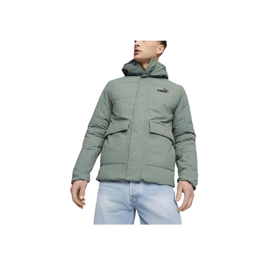 Puma Sports Casual Letter Hooded Cotton Jacket Men Jacket Green 631620-44