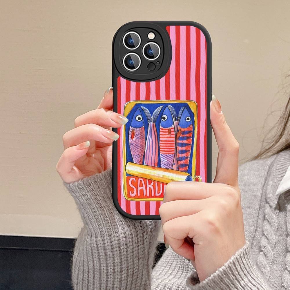 Sardines Phone Case For IPhone 16 15 14 13 12 11 Pro Max Plus Leather Cover