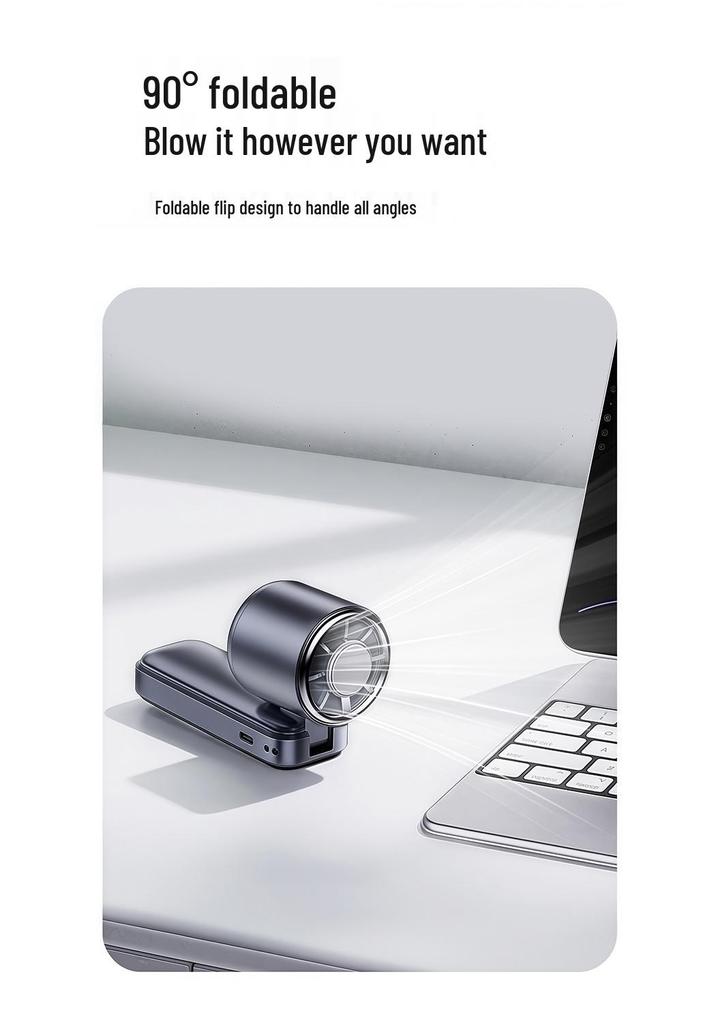 199-Speed Portable Neck-Hanging Ice Cooling Fan, USB Rechargeable Handheld Mini Fan