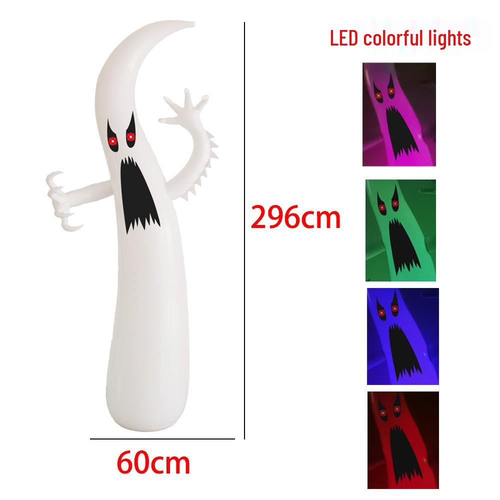 In-stock Inflatable Glowing White Ghost Pumpkin for Outdoor Halloween Decoration