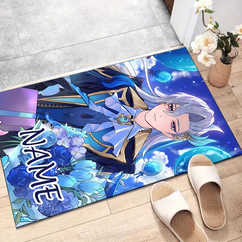 Custom Genshin Impact Mat Personalized Name, Polyester Washable Indoor Entryway Rug, Gift for Christmas, Easter, Thanksgiving Day