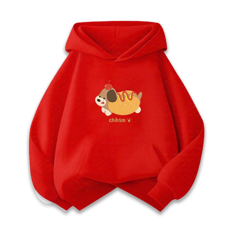 Kids  Hooded Long-Sleeve Fleece Sweatshirt with Puppy Print 130cm
