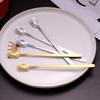 5pcs Silver/gold Square Teaspoon Stainless Steel Dessert Scoops Coffee Stirring Spoons  Mug