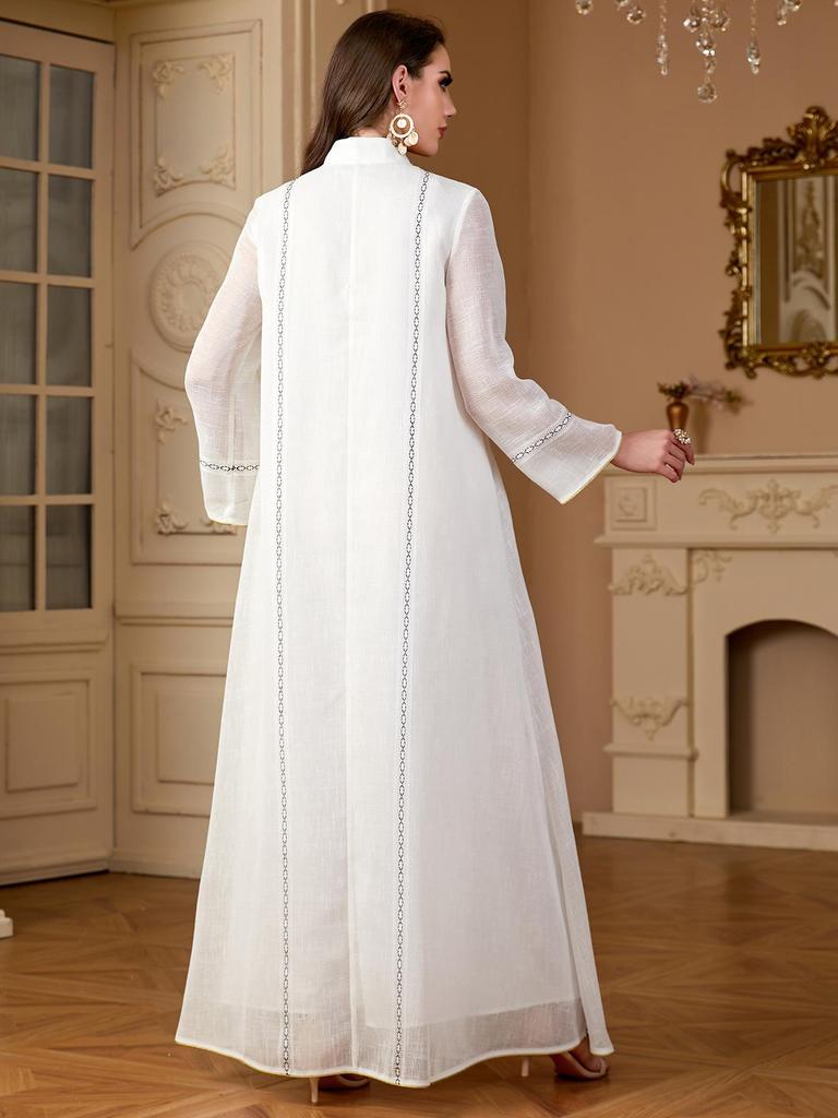 Langärmliges Abaya-Kleid mit Pailletten für Damen – Saudi-Arabien- und Dubai-Stil