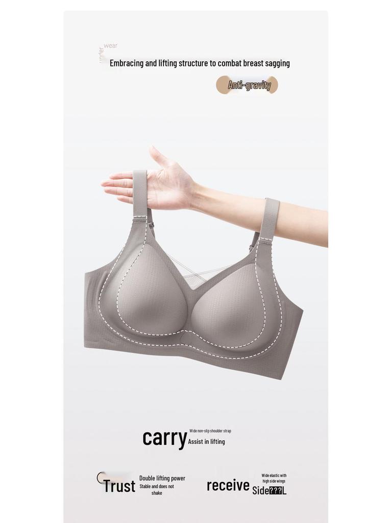 Women's Plus Size Seamless Wire-Free Push-Up Bra - Lift & Support with Breathable Side Boob Control