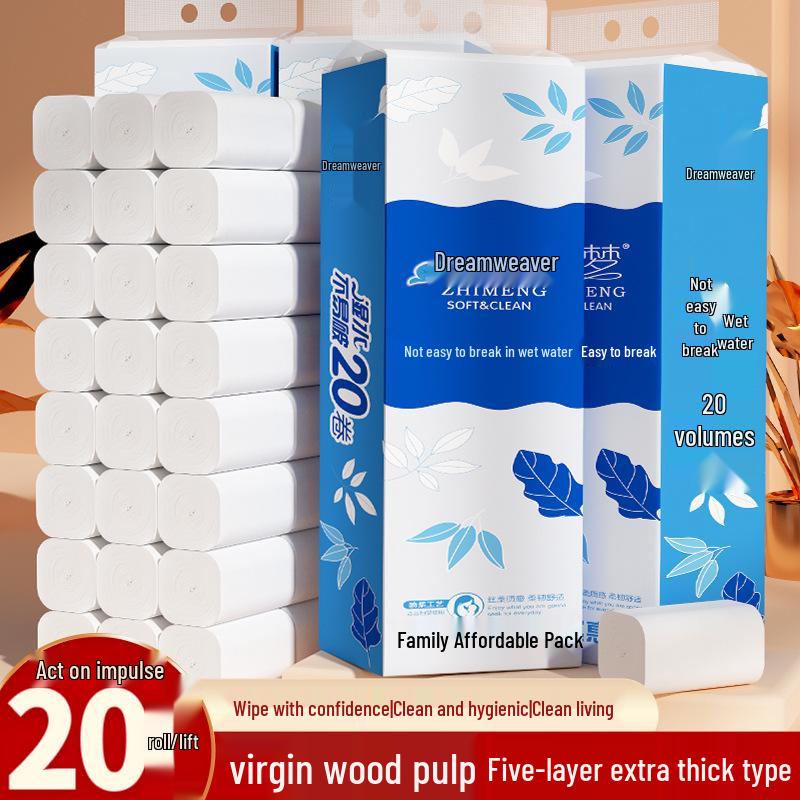 Dream Weaving 60 Rollen Toilettenpapier aus 100% Zellstoff, Vierlagiges verdicktes Tissue für den Haushalt und Babys.