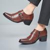 Men's Shoes Retro High Heels Large Size Business Dress Leather Shoes Men's Fashion Cuban Shoes Large Size Casual Shoes