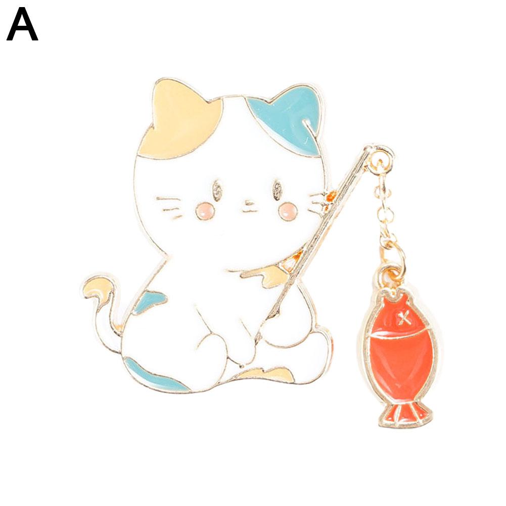 

Модная креативная брошь в виде кота для рыбалки, эмалированные булавки для кошек, аксессуары, милый металлический значок друга, новинка Bes L3D0 fishing-One-size