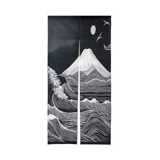 next.design Noren Noren 180cm Length Mt. Fuji Ukiyoe Japanese Pattern Long Length Decoration Stylish Japanese Modern Scandinavian Long Cute Tension