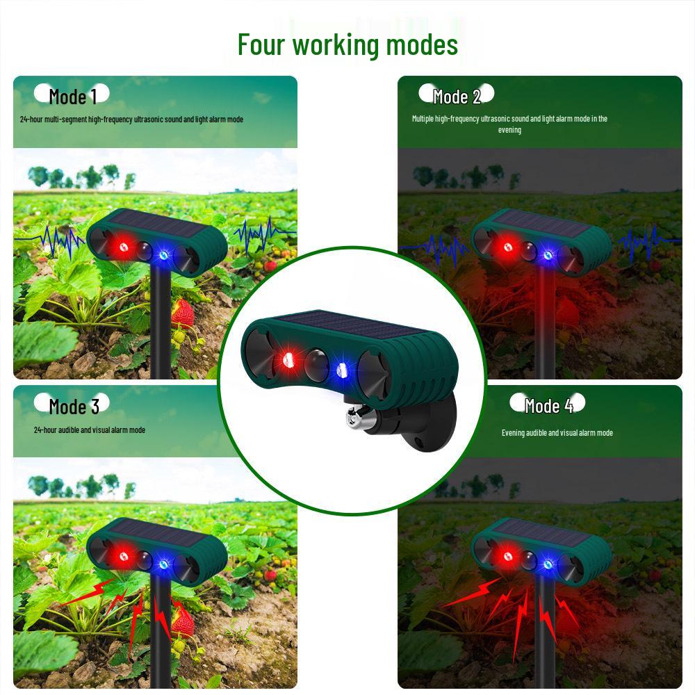 Outdoor Infrared Animal Repeller with Sound, Light, and Solar Warning