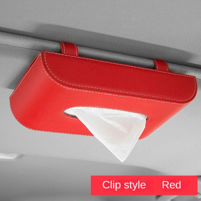 Car Tissue Box Multifunctional Creative Car Armrest Box Napkin Box PU Solid Color Hanging Car Tissue Holder Car Decoration
