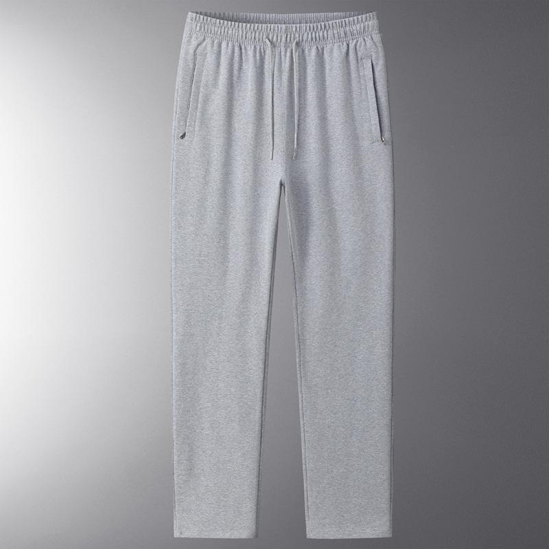 

Мужские спортивные брюки больших размеров из чистого хлопка прямого кроя, повседневный осенний спортивный стиль M светло-серый