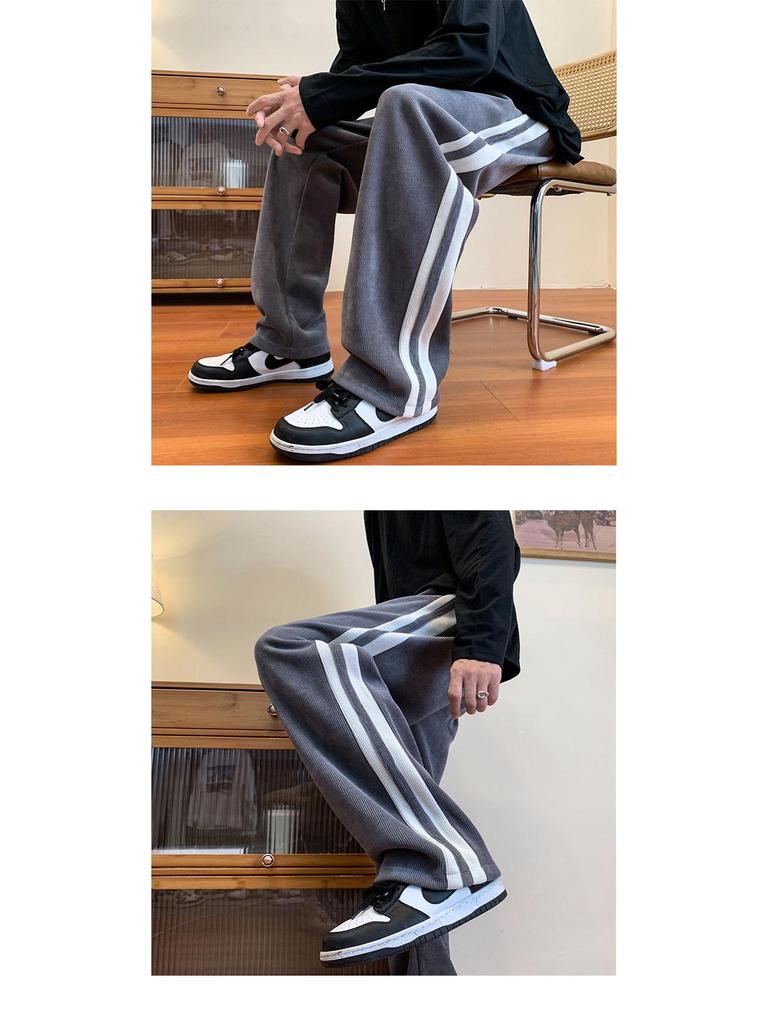 Męskie wszechstronne spodnie sztruksowe o dużej gramaturze - Wiosna/Jesień Proste nogawki Luźny krój Modna odzież codzienna