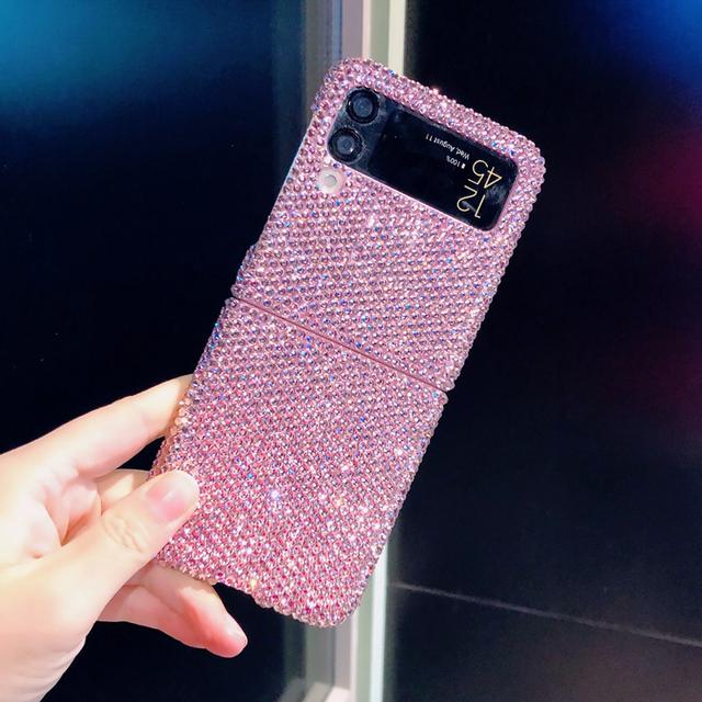 Grey Bling Glitter Crystal Cases For Samsung Galaxy Z Flip 5g Z Flip 3 Z Flip 4 Z Fold 3 2 Z Fold 4 Diamond Gel Hard Fundas