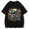 New Japanese Trendy Brand Skull Pirate Short-sleeved T-shirt Large Size Locomotive Printing Pure Cotton Men's Clothing