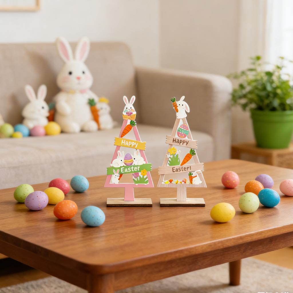 Easter Ornaments, Decorative Items, Cartoon Figurines, Wooden Desktop Decorations