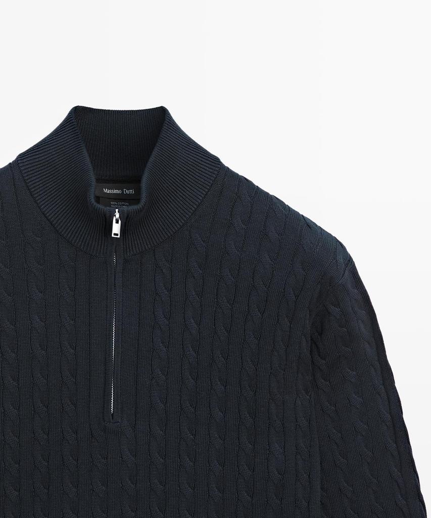 Masimodutti Zipper Detail Turtleneck Knit Sweater
