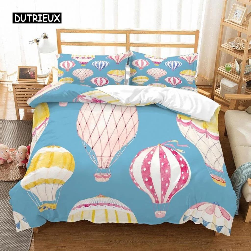 Air Balloon Duvet Cover Set Romantic Balloon Bedding Set Extreme Sports Games Comforter Cover Romantic Warm Trip Quilt Cover