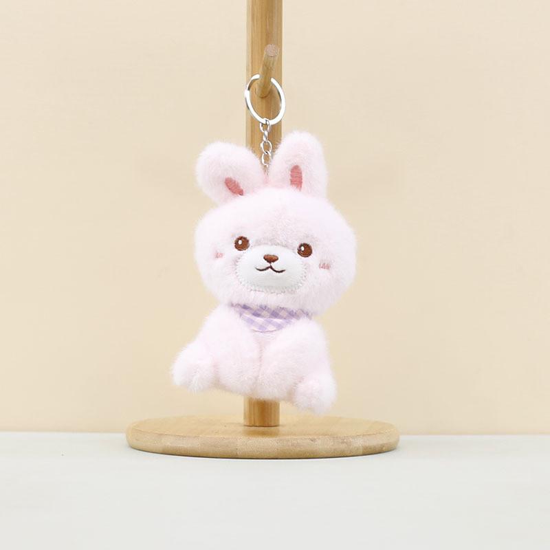 Cute Animal Plush Scarf Bear Keychain Soft Toy Adorable Dog Bunny Duck Accessory