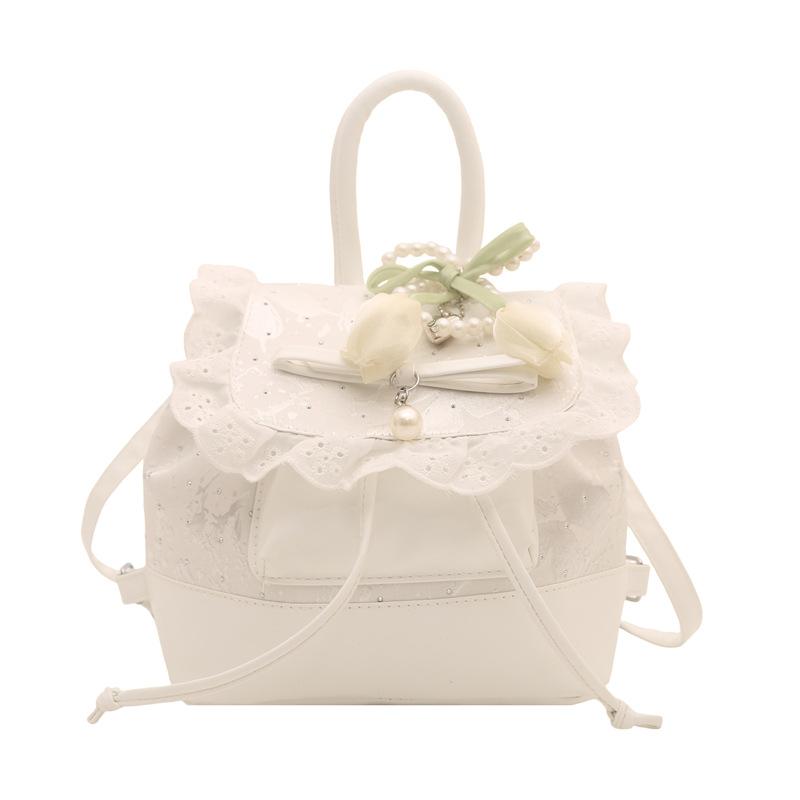 Zaino all'ingrosso stile dolce portatile piccola borsa borsa da donna 1011 estate nuova borsa a tracolla con fiocco in pizzo zaino versatile