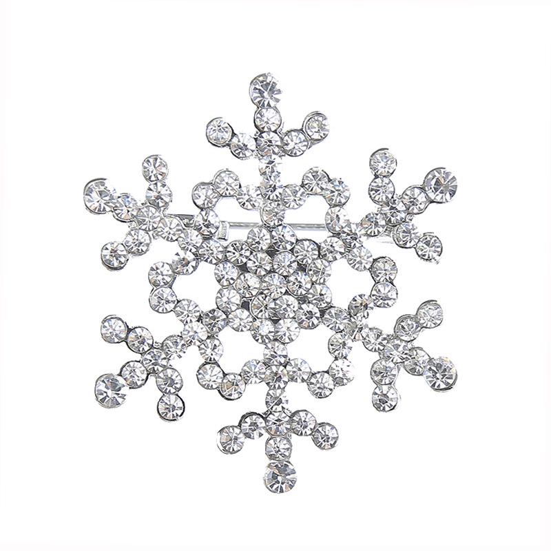 Christmas Snowflake Brooch, Alloy Diamond Brooch, Exquisite Flower Anti-Light Pin