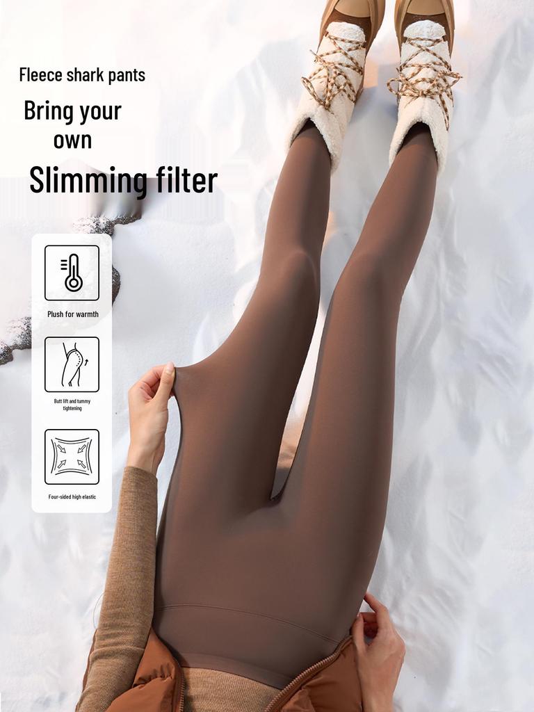 Damen Shark Slim-Fit Samtgefütterte Warme Baumwoll-Yogahose - Herbst/Winter Kollektion 2025