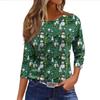 Dame Mote Casual Trekvartsermet Juleprintet Hals Topp