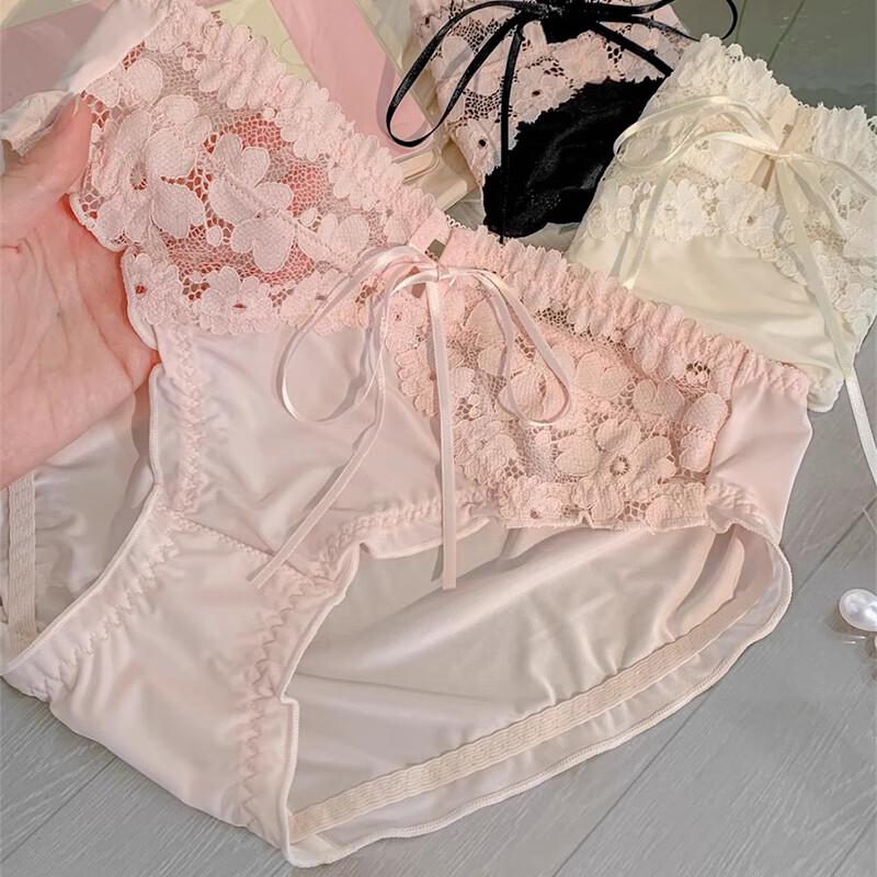 FitonTon Women's 3-Pack Ice Silk Lace Bikini Briefs